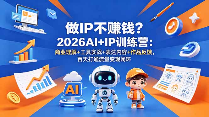 做IP不赚钱？2026AI+IP训练营：商业理解+工具实战+表达内容+作品反馈，百天打通流量变现闭环