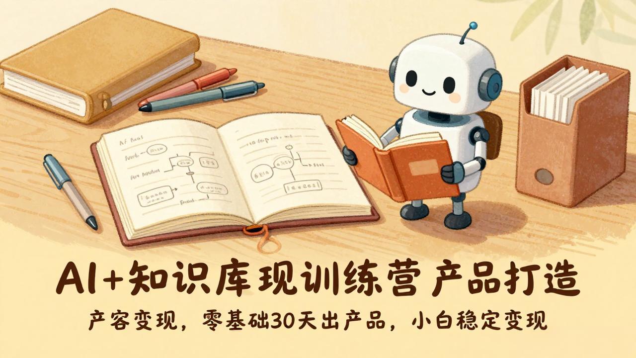 AI+知识库变现训练营，产品打造、内容创作、全平台变现，零基础30天出产品，小白稳定变现