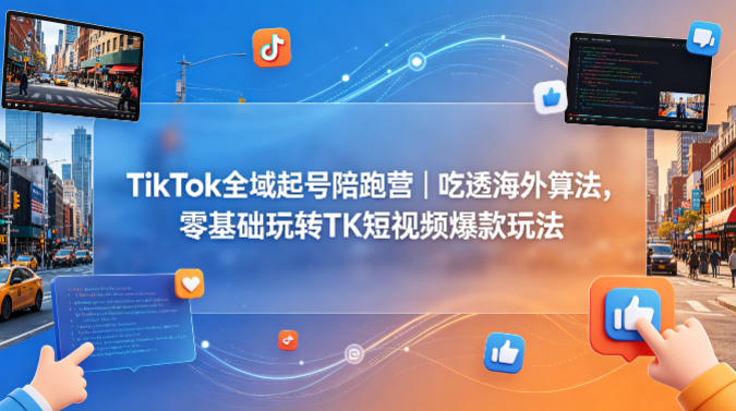 TikTok全域起号陪跑营｜吃透海外算法，零基础玩转TK短视频爆款玩法-白蛇网