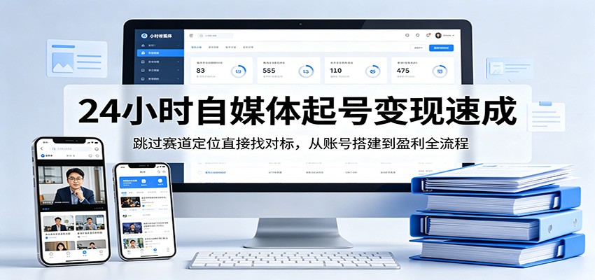 24小时自媒体起号变现速成，跳过赛道定位直接找对标，从账号搭建到盈利全流程-白蛇网