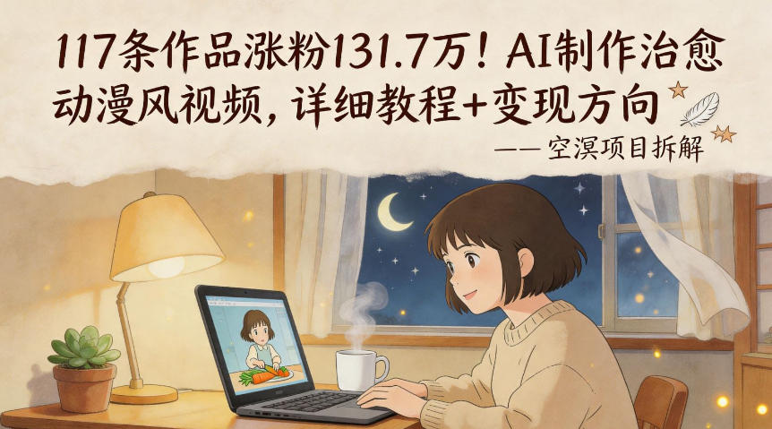 117条作品涨粉131.7W！AI制作治愈动漫风视频，详细教程+变现方向-白蛇网