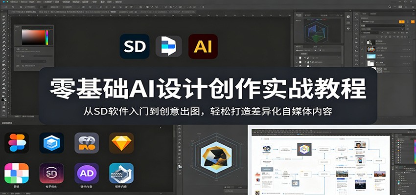 零基础AI设计创作实战教程：从SD软件入门到创意出图，轻松打造差异化自媒体内容-白蛇网