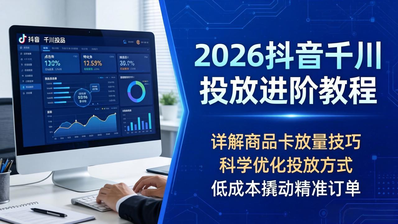 2026抖音千川投放进阶教程，详解商品卡放量技巧，科学优化投放方式，低成本撬动精准订单-白蛇网