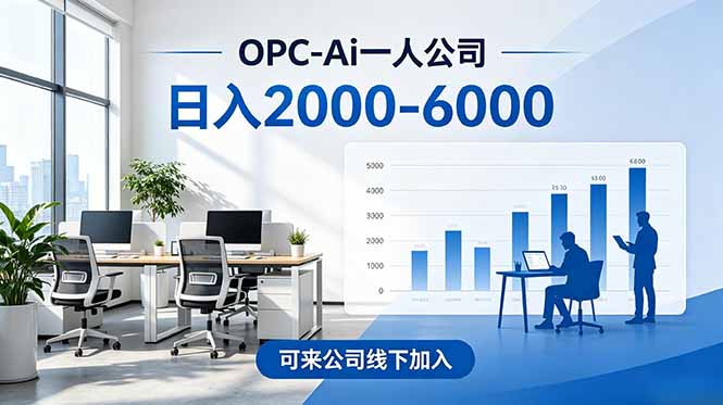 2026创业新风口—OPC一人公司模式震撼首发！日收益2000-6000+，项目绿色长久，安全稳健，合