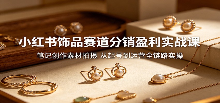 小红书饰品赛道分销盈利实战课：笔记创作素材拍摄，从起号到运营全链路实操-白蛇网