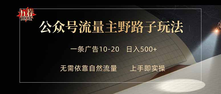公众号流量主野路子玩法 单条广告10-20元 日入500+-白蛇网
