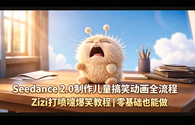 Seedance 2.0制作儿童搞笑动画全流程Zizi打喷嚏爆笑教程｜零基础也能做-白蛇网