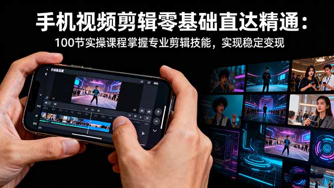 手机视频剪辑零基础直达精通：100节实操课程掌握专业剪辑技能，实现稳