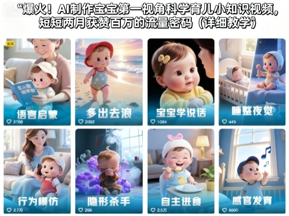 爆火！AI制作宝宝第一视角科学育儿小知识视频，短短两月获赞百万的流量密码(详细教学)
