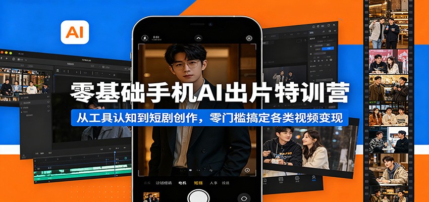 零基础手机AI出片特训营：从工具认知到短剧创作，零门槛搞定各类视频变现-白蛇网