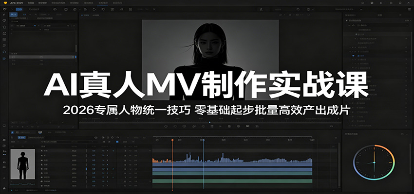 AI真人MV制作实战课：2026专属人物统一技巧，零基础起步批量高效产出成片-白蛇网