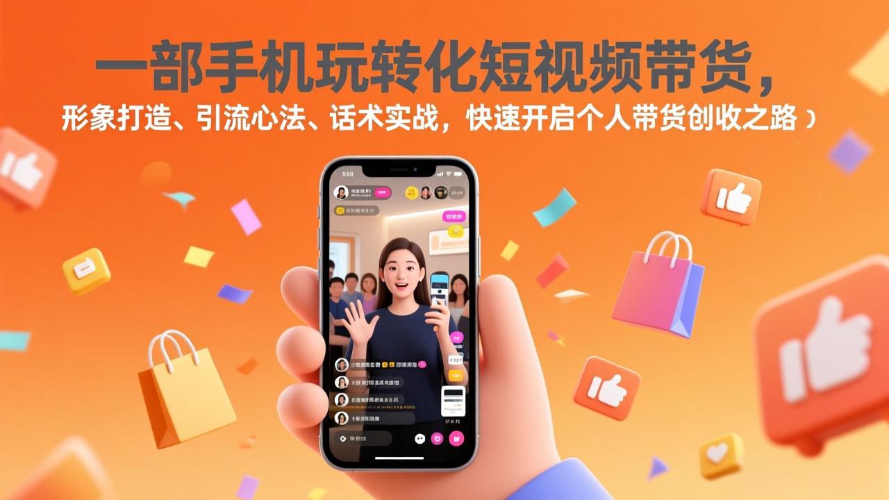 一部手机玩转化短视频带货，形象打造、引流心法、话术实战，快速开启个人带货创收之路