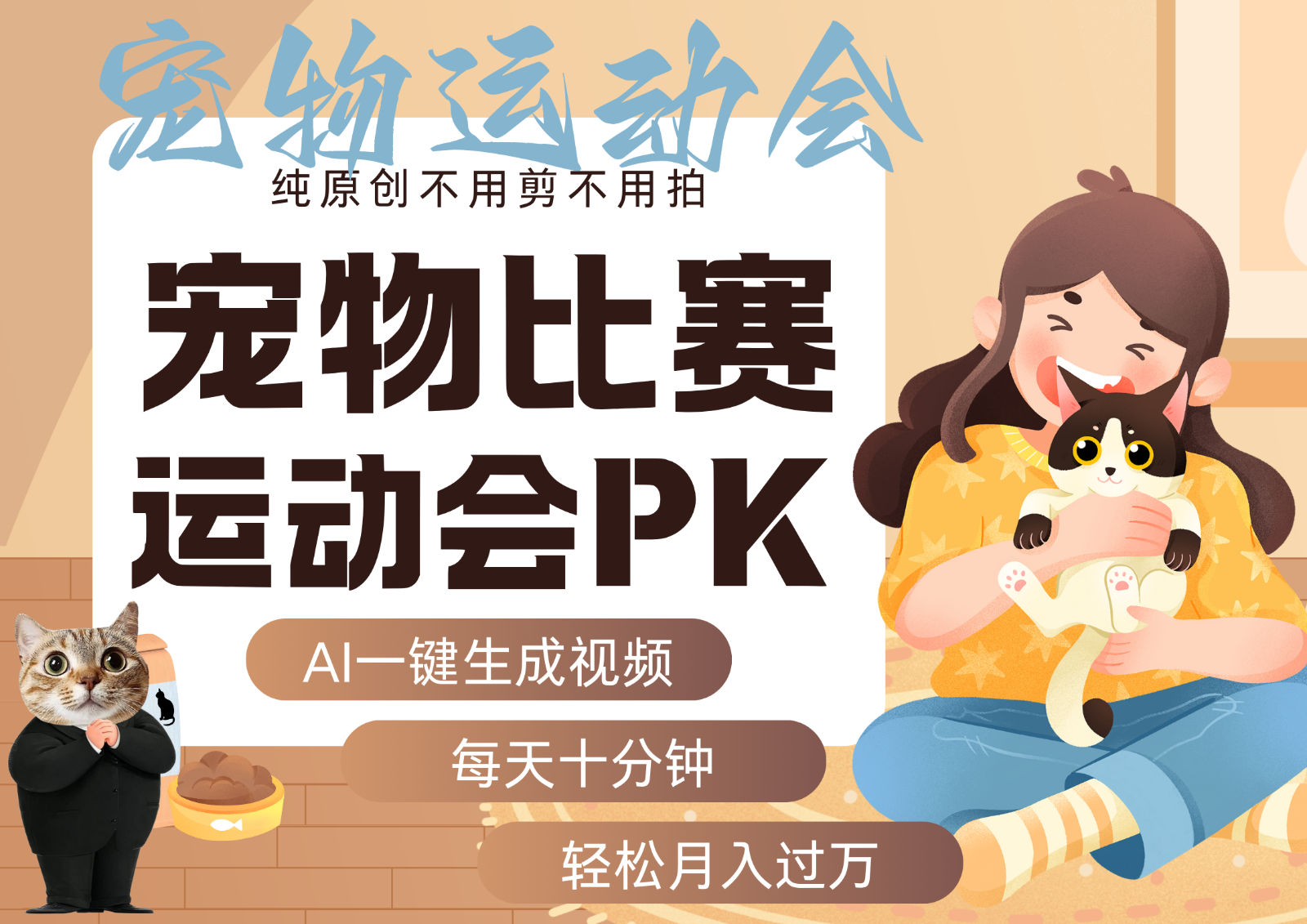 AI萌宠运动员跳水 射击 篮球 足球比赛 每天十分钟 附详细提示词文案库 代替做