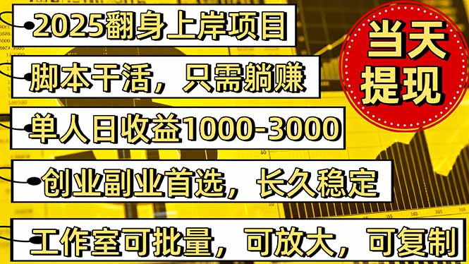 2025翻身上岸项目脚本干活，内部客户经理内部开号，单人日收益1000-300
