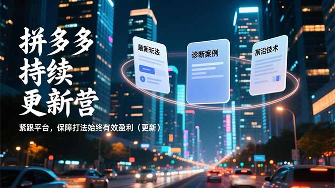 拼多多持续更新营，最新玩法、诊断案例、前沿技术，紧跟平台，保障打法始终有效盈利(更新