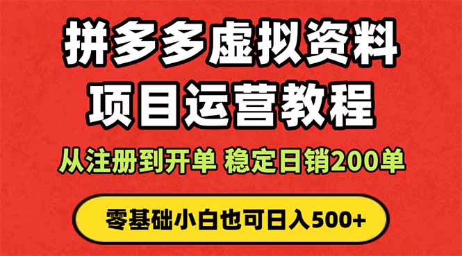 拼多多开店运营课程： 蓝海变现玩法，轻松实现睡后收入 零基础小白也可