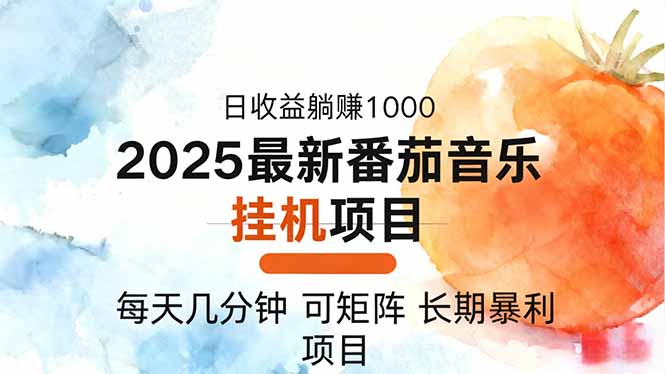 2025年最新番茄音乐人挂机项目，每天几分钟，月入1000＋，可矩阵，一台