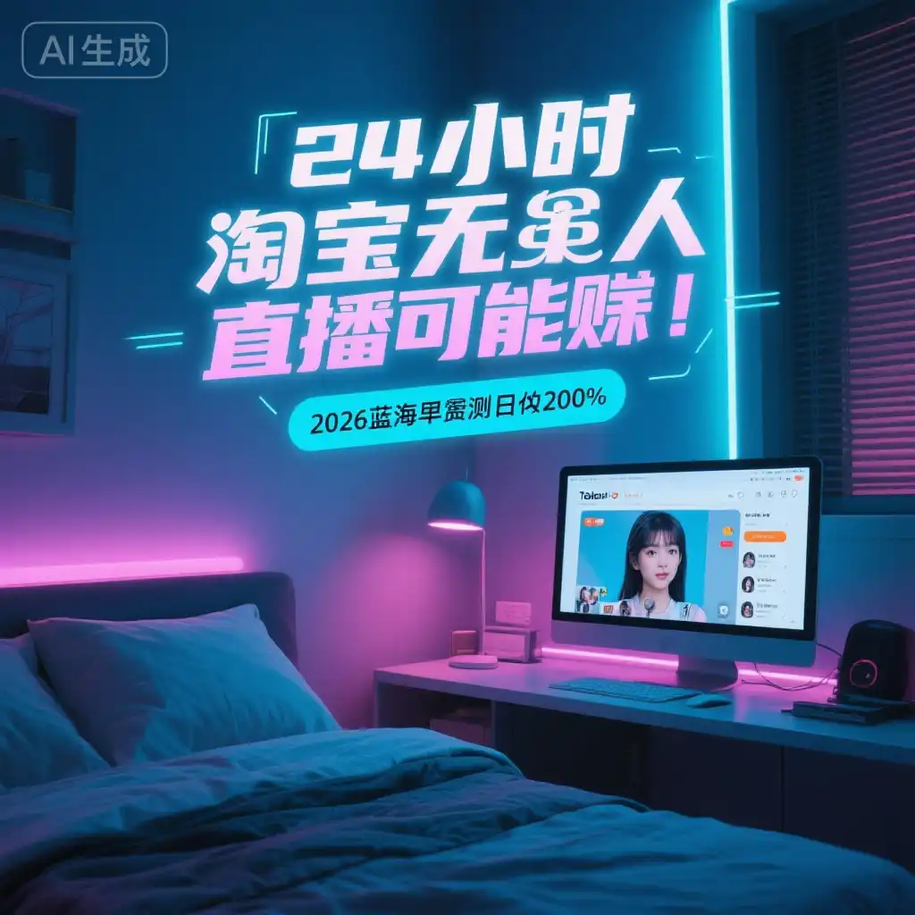 24小时淘宝无人直播还能赚？2026蓝海红利实测日入200+