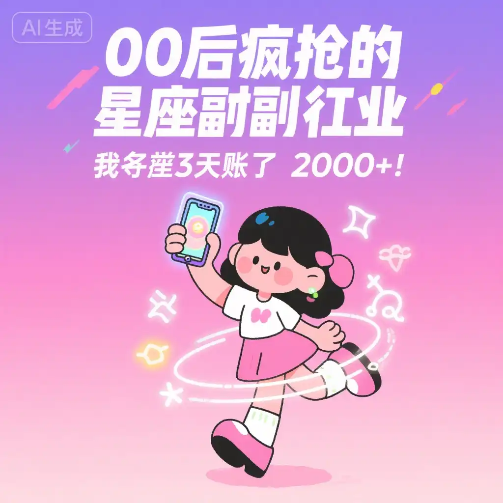 00后疯抢的星座副业，我搬运3天赚了2000+！