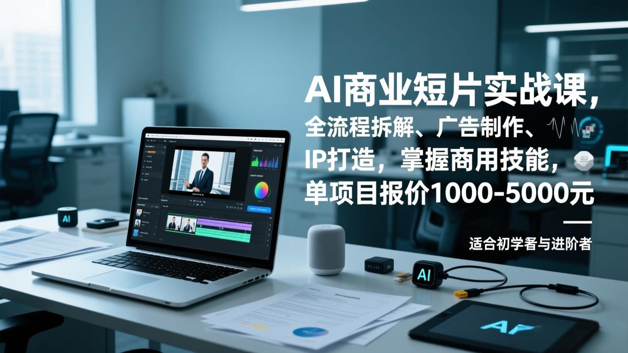 AI商业短片实战课，全流程拆解、广告制作、IP打造，掌握商用技能，单项目报价1000-5000元