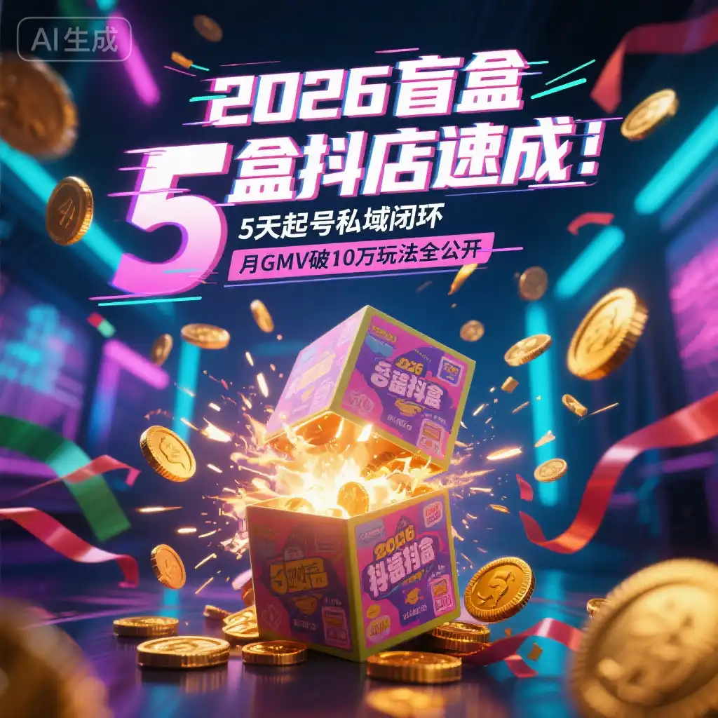 2026盲盒抖店速成：5天起号私域闭环，月GMV破10万玩法全公开